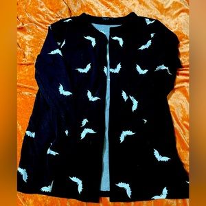 Plus Halloween Bat Print Open Front Coat